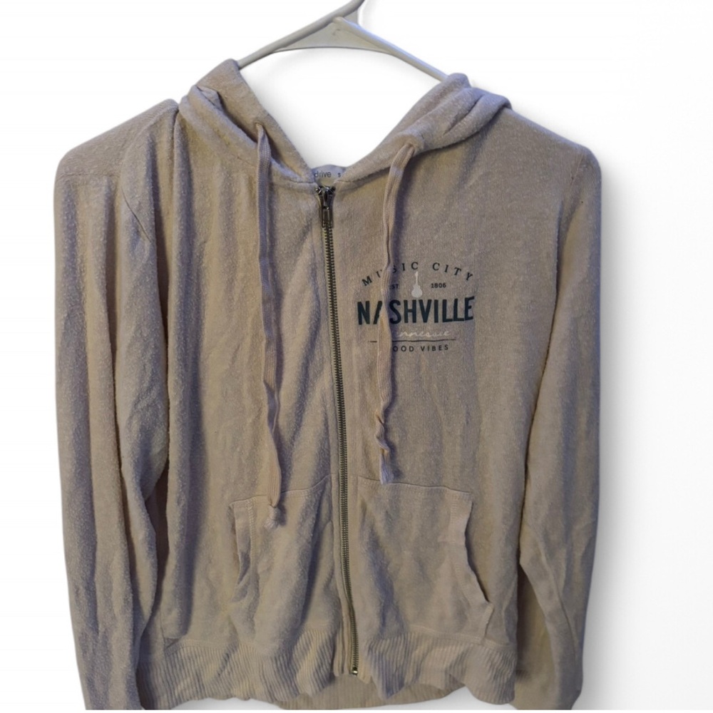 Ocean Drive Beige Zip-Up Hoodie